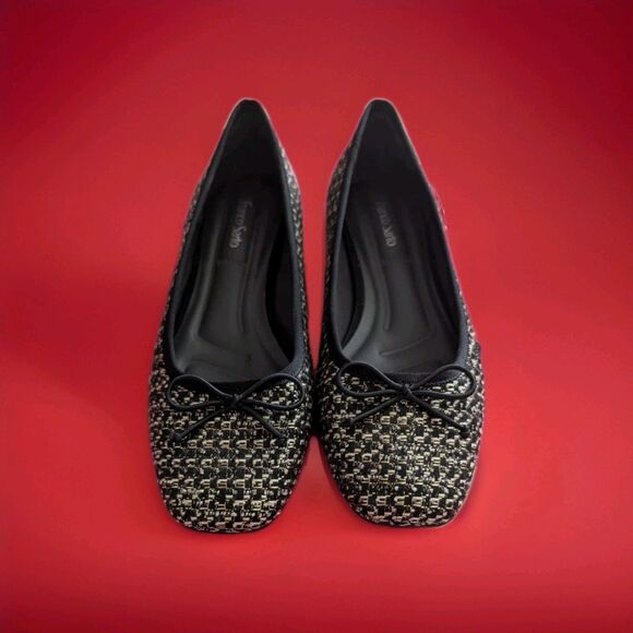 Franco Sarto Shoes - Franco Sarto Abigail Ballet Flat Tweed Black/Beige Women's Size 7.5 NEW IN BOX